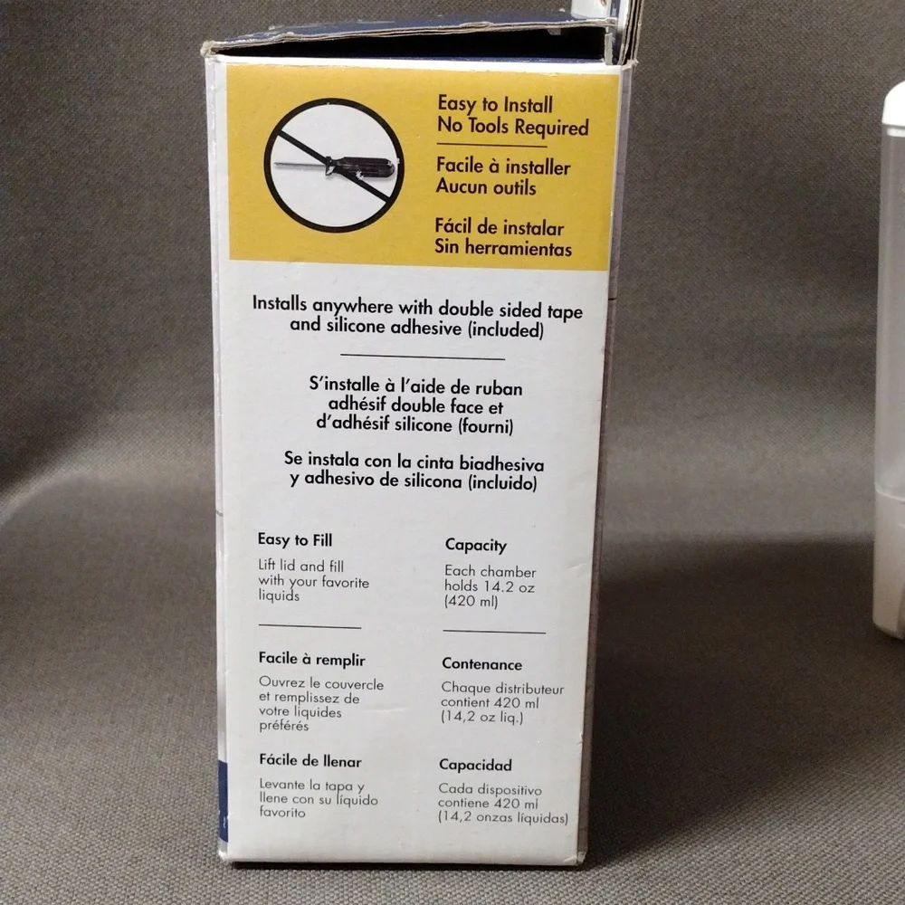 Clear shower dispenser for 2 products